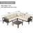 4 Pieces Outdoor Acacia Wood Sofa Set L-Shaped Patio Furniture Sofa Set with Coffee Table Outdoor Conversation Set with Cushions-569912766-569912760