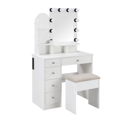 Besancon 4 drawer dressing table with light by Ebern Designs