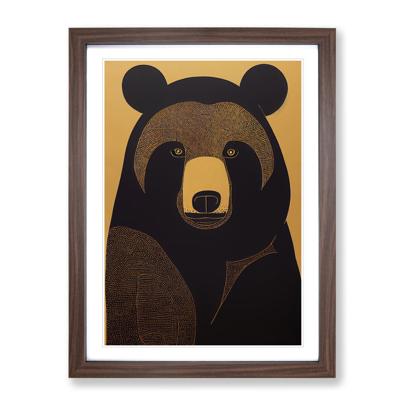 XV1022-4712X Traditional Bear No.2 Abstract - Print, Walnut Framed, 66cm H x 48cm W, White