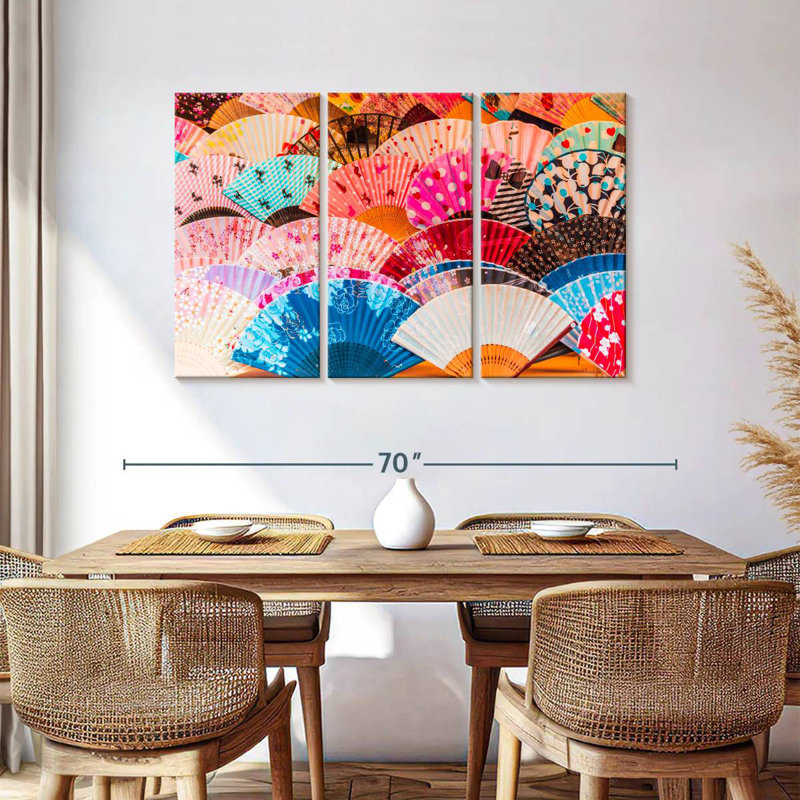Kerner Pastel Silk Fans, 36" H x 57" W