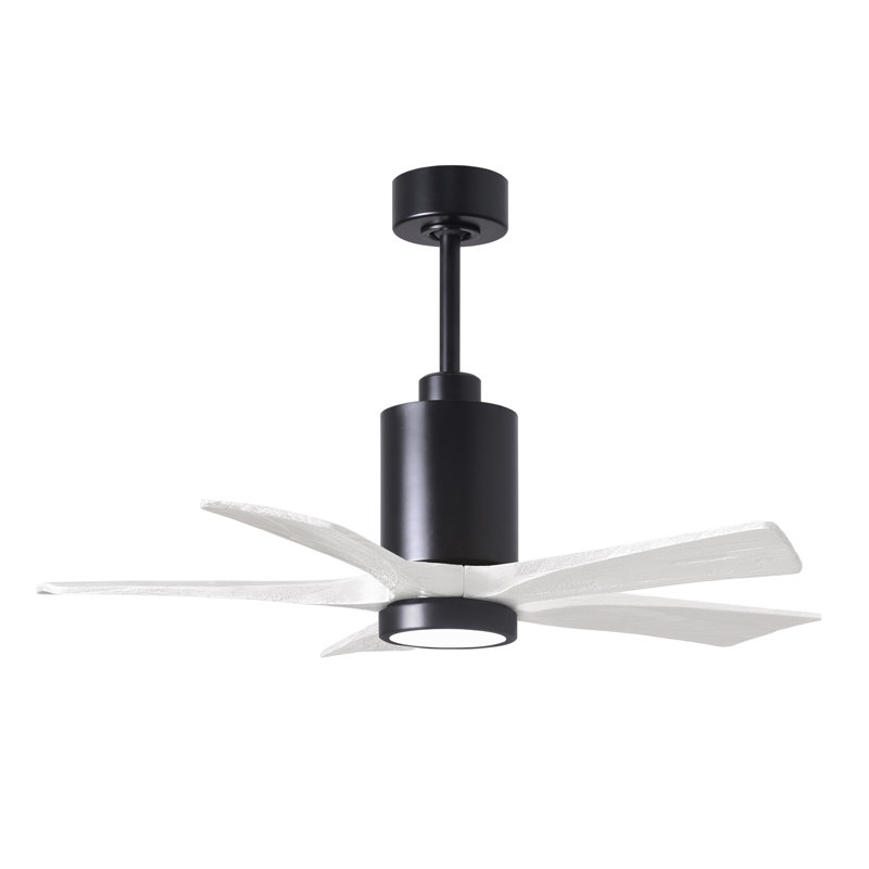 Patricia LED Downrod Ceiling Fan, Matte Black, Matte White