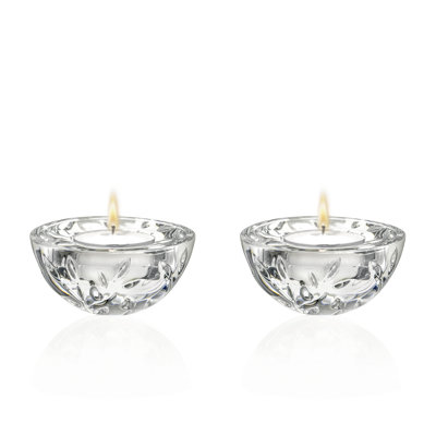 Verre - bougeoir Tea Light - ensemble de 2 - conception de feuille - 3,5 po de diamètre