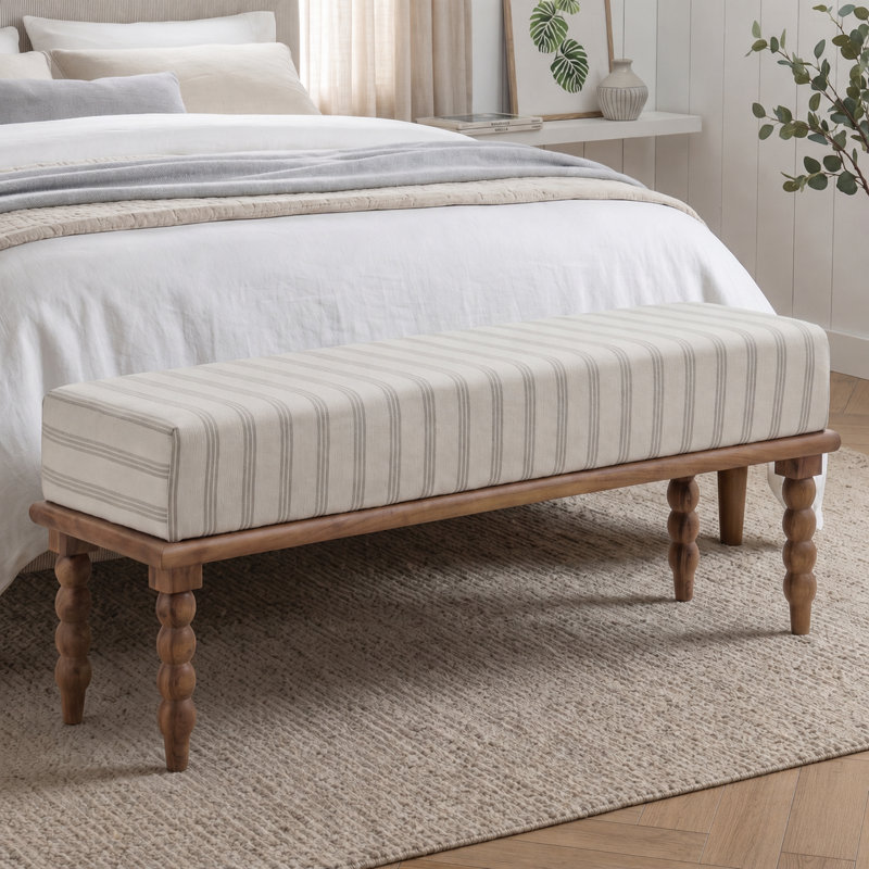 Banc rembourré l 52 po Artisan, Blanc
