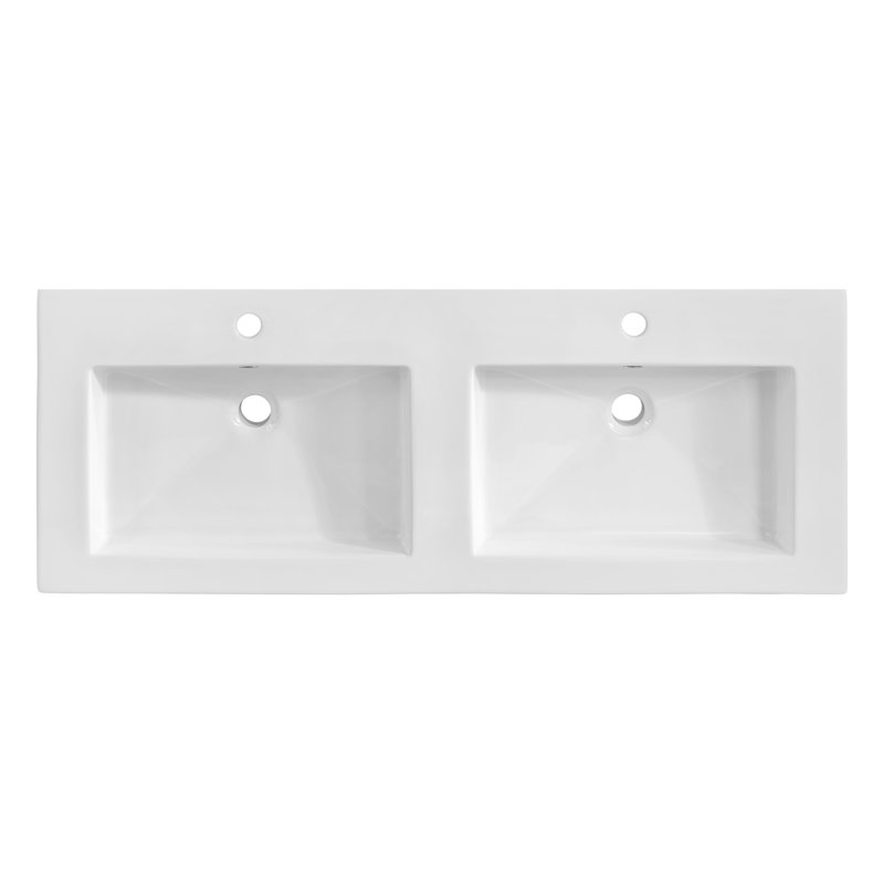 Belfry Bathroom Patillo 1210mm L x 460mm W White Ceramic Rectangular Inset Basin Sink with Overflow