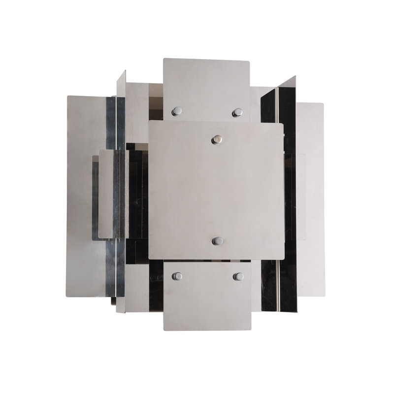 Elenora 3-Light Nickel Geometric Wall Sconce, Shiny Nickel
