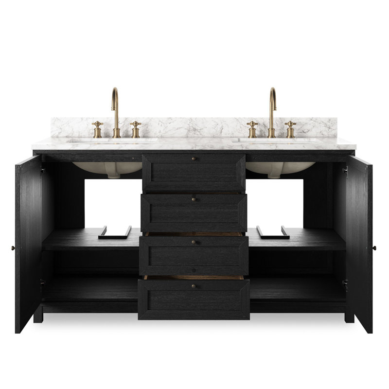 Millie Double Vanity-Satin Drifted Black Veneer, Black