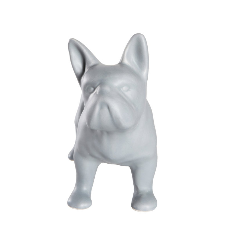 Figurine Rideau, Matte Dark Gray, H 7,87 po x l 9,84 po x P 4,13 po, Bouledogue