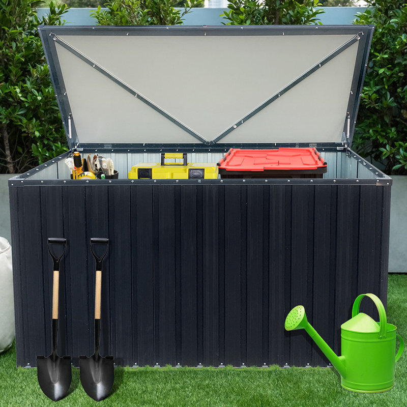 Boîte de rangement pour l'extérieur en métal, H 28,5 po x l 67,9 po x P 30,8 po