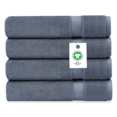 Ensemble de serviettes de bain en coton biologique certifié GOTS & OEKO-TEX de 4 - 650 g / m², à longues fibres, moelleux, à séchage rapide et absorbant, 30 po x 58 po