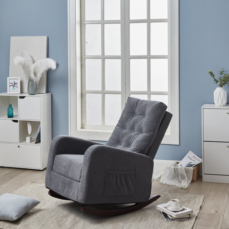 Chaise berçante rembourrée capitonnée Faymon, Gris