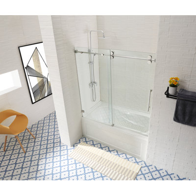 56"-60" W x 62" H Frameless Single Sliding Tub Door