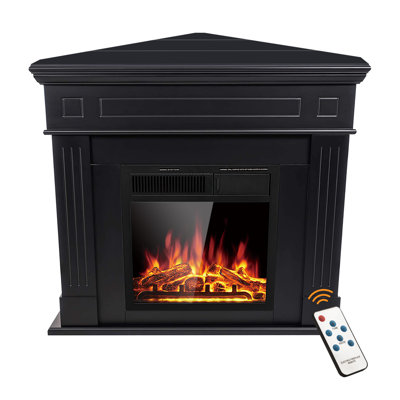 43" Freestanding Electric Fireplace with Wood Mantel