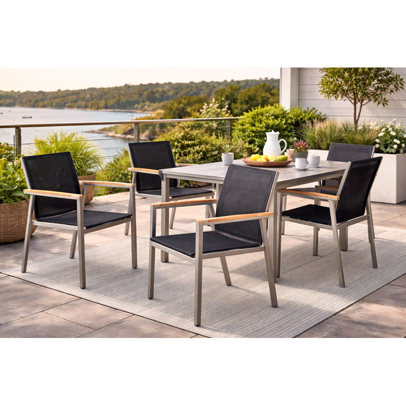 Stackable Modern Black Mesh Outdoor Armchair