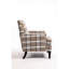Fauteuil de salon rembourré, lin rayé bleu blanc, design rétro confortable, stable et rétro intemporel,