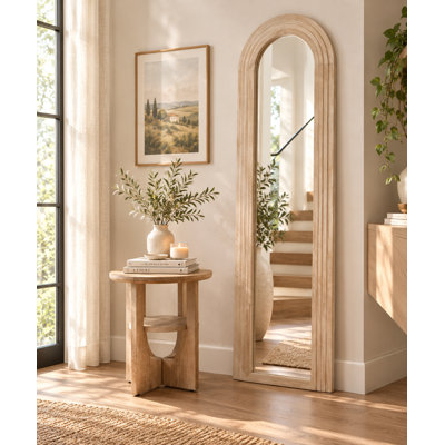 Solid Wood Arch Leaning Full Length Mirror