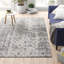 Tapis performance gris / blanc moderne à motif abstrait tissé à la machine Deedra-127413754