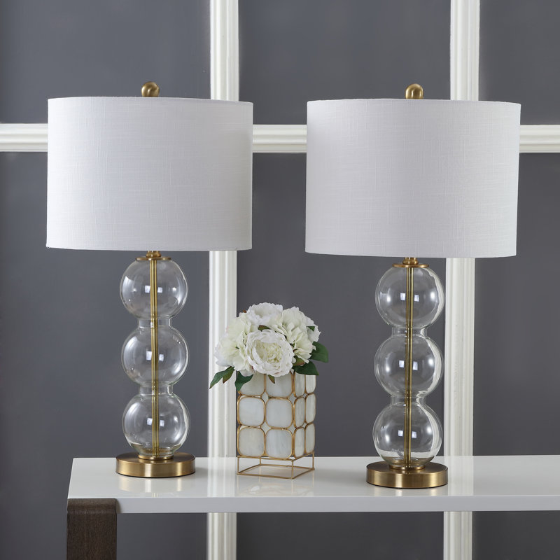 Leaver Glass Table Lamp, Clear/Brass
