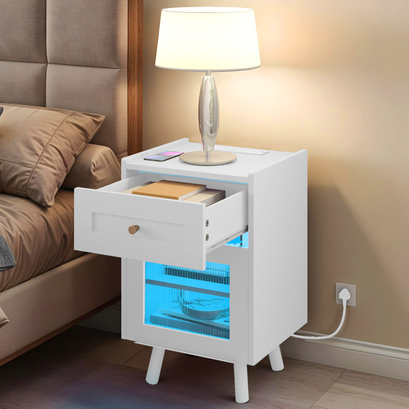 40cm W Bedside Table, White