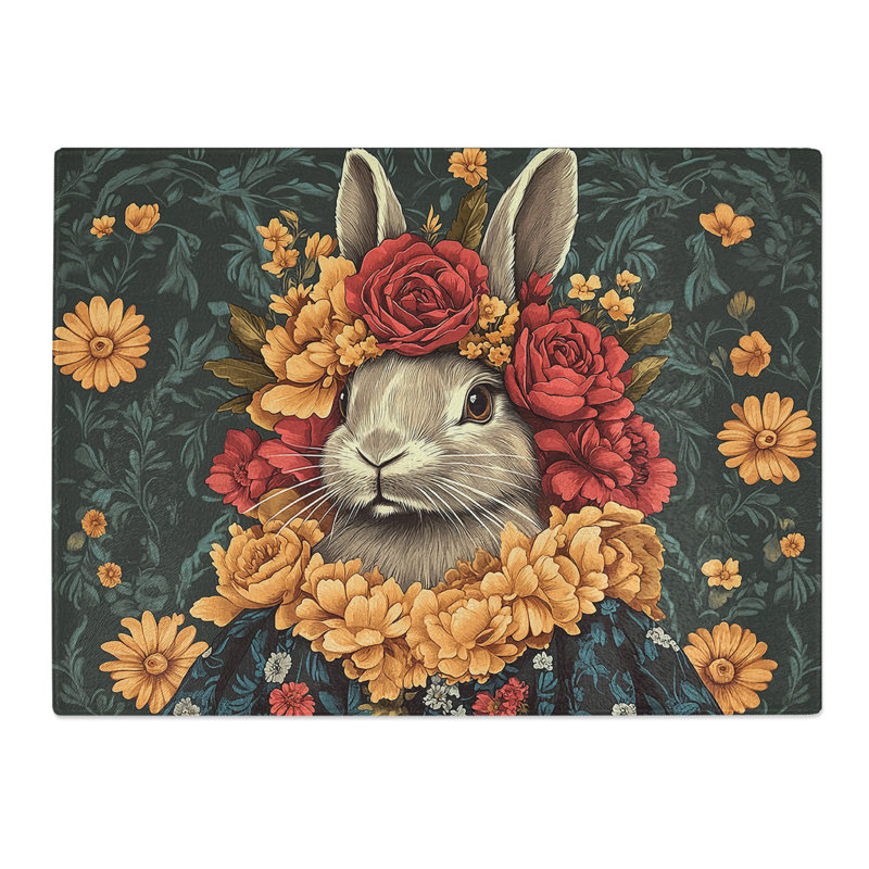 Rabbit Composition  Glass Chopping Board