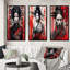 «Fierce Japanese Woman Warrior Vintage Collage», 3 pièces sur toile-1988674686-1988674687