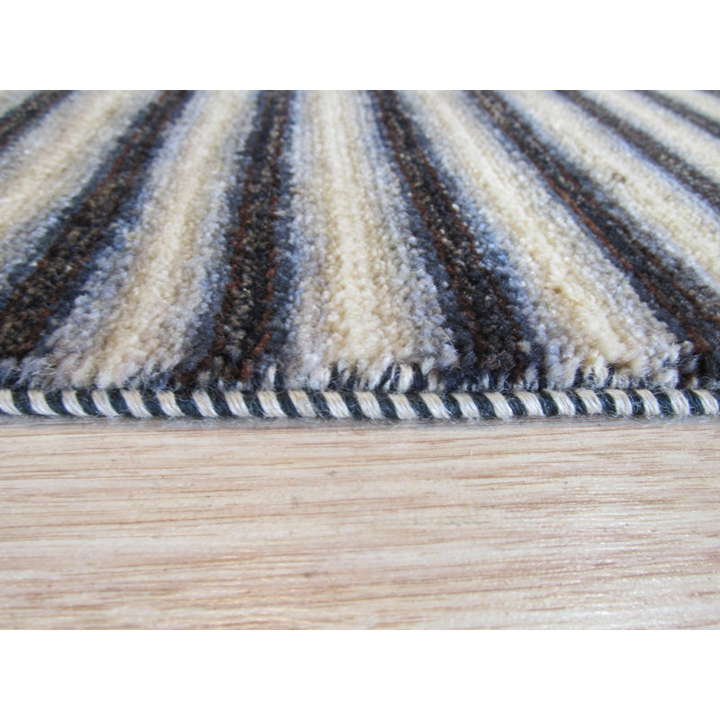 Tapis beige rayé transitionnel rayé