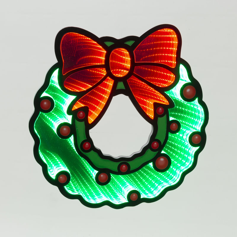 UL Electric Hanging Christmas Wreath Infinity Mirror 18.3"D