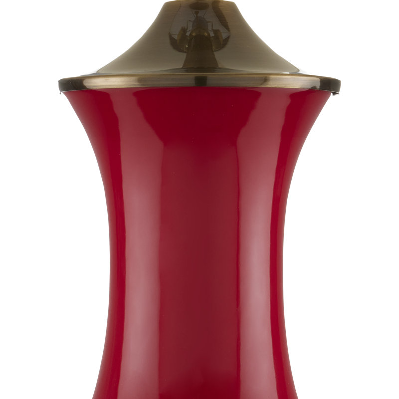 Lilou Porcelain Standard Lamp, Red/Antique Brass