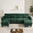 Modern Sectional Sofa 115" U-Shaped Sofa Upholstered Sofa Couch With Two Movable Ottomans, USB Ports And Side Tables For Living Room-765313572