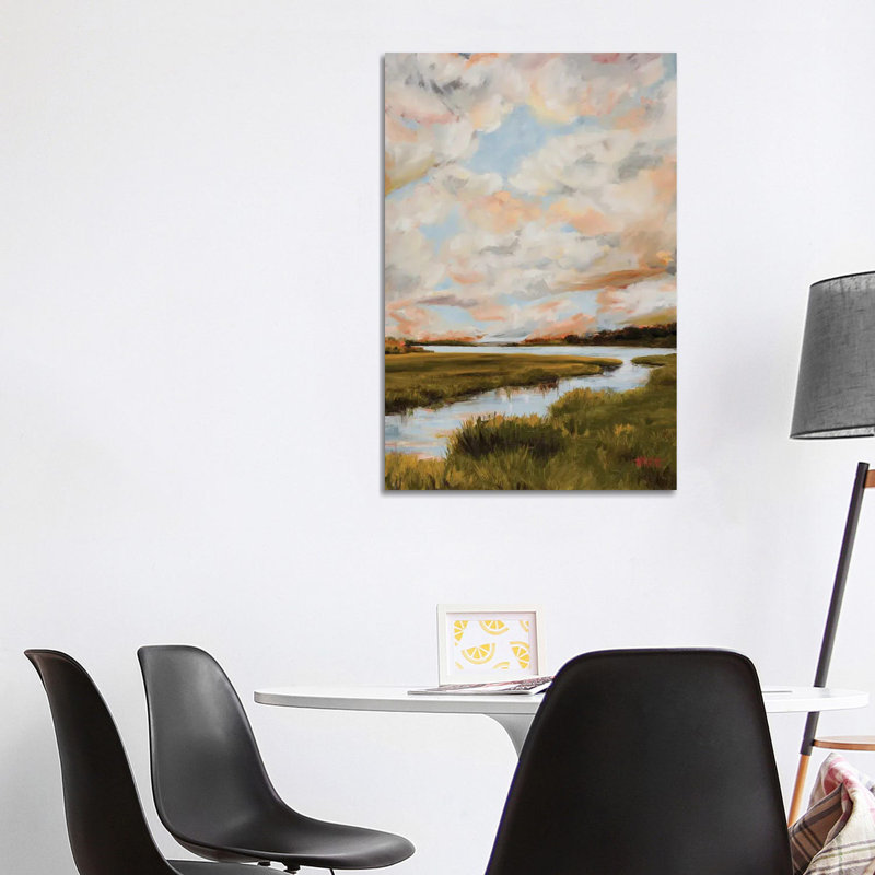 Des nuages chauds au-dessus du marais, H 40 po x l 26 po x P 1,5 po, Toile tendue