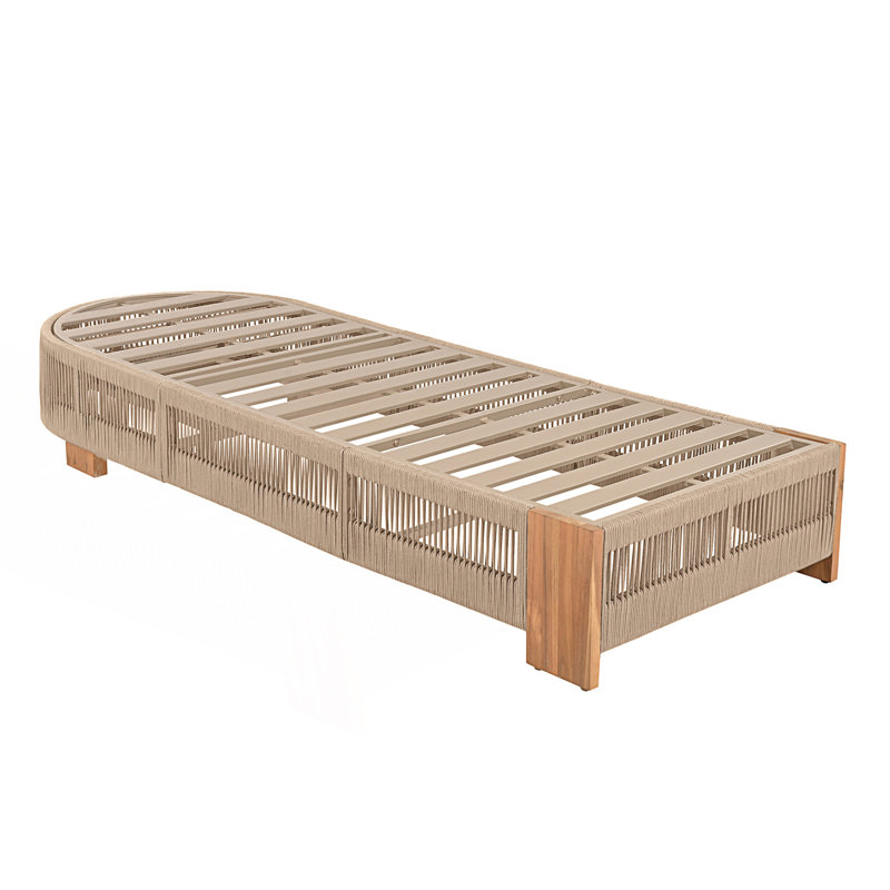 Outdoor Patio Adjustable Lounge Chair, 1, Teak/Beige