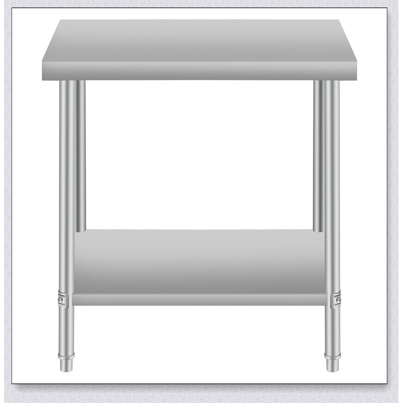 Table de travail commerciale 24 po x 18 po pour la cuisine et la cuisine en acier inoxydable avec tablette inférieure