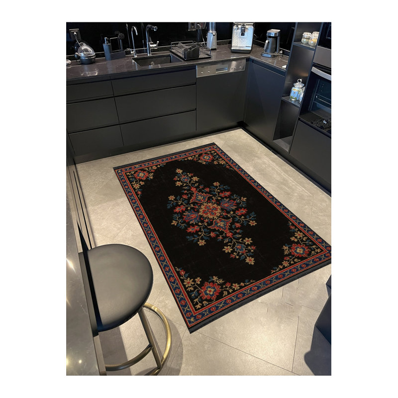 Tapis noir tissé lavable Mosso, 2'6" x 9'10"