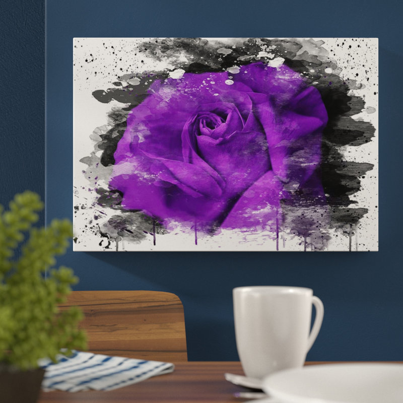 Flower Purple Rose - Wall Art, 50cm H x 76cm W, Wrapped Canvas