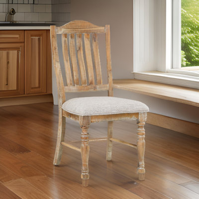 Chaises de salle à manger latérales ouvertes 20 po Tia, lattes ouvertes, pieds tournés, brun campagnard