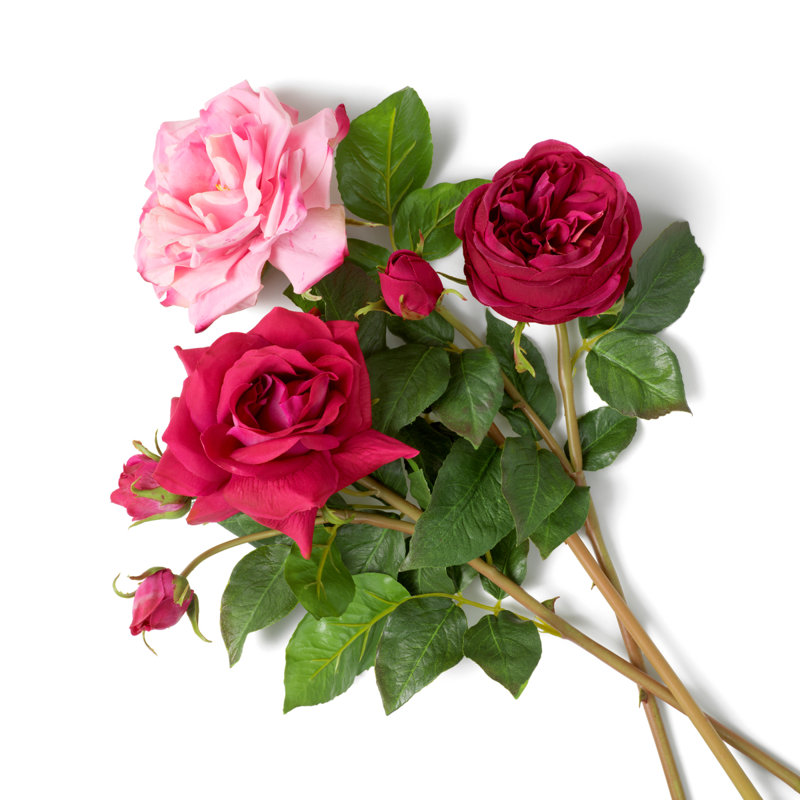 Bouquet Of Roses Three Tone White Real Touch 72 Pcs/3 Varieties, Pink