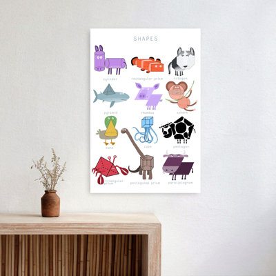 Playful Geometric Animals Colorful Geometric Contemporary Bull Cow Crab Wall Art Print