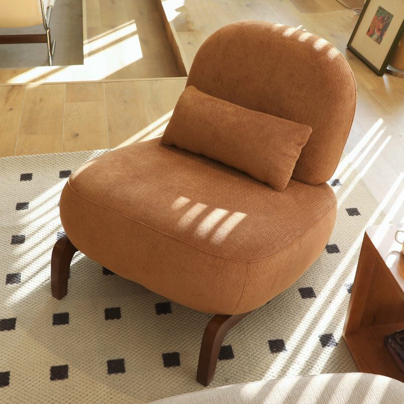 Chaise d'appoint avec pieds en bois massif, Caramel