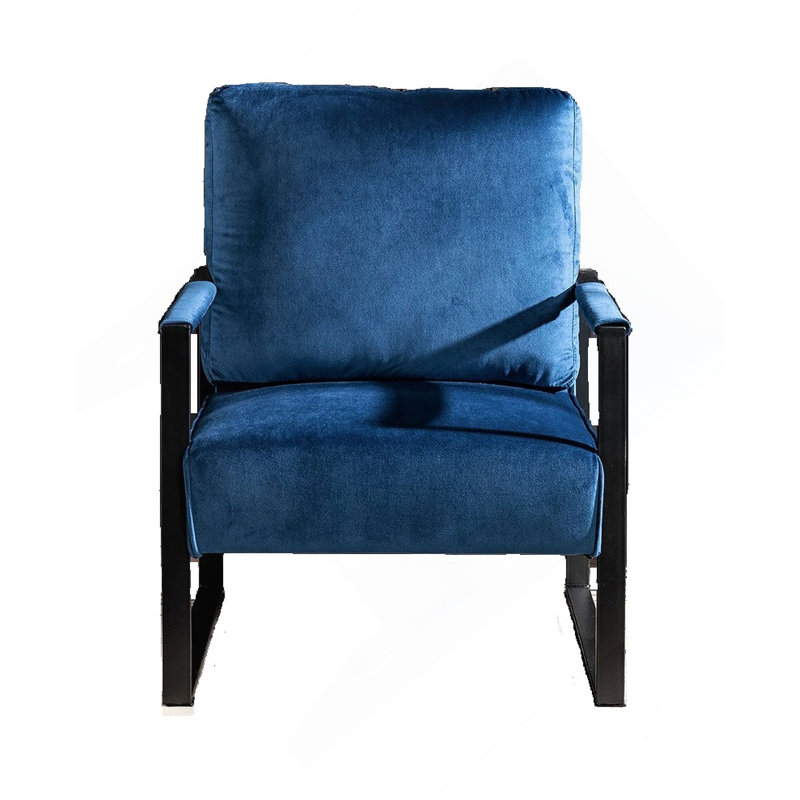 Fauteuil d'appoint Classic Mid Century Modern, Velours bleu
