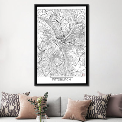 «Pittsburgh Minimal Urban Blueprint Map», impression sur toile