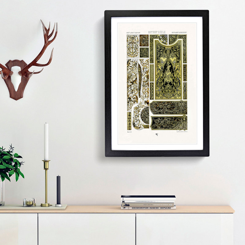 17th and 18th Century Pattern with Scrolls and Birds by Albert Racinet - Picture Frame Print, 48cm H x 36cm W x 2cm D