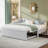 Twin Size Upholstered L-Shaped Upholstered Daybed With Pop Up Trundle, Beige-787109795