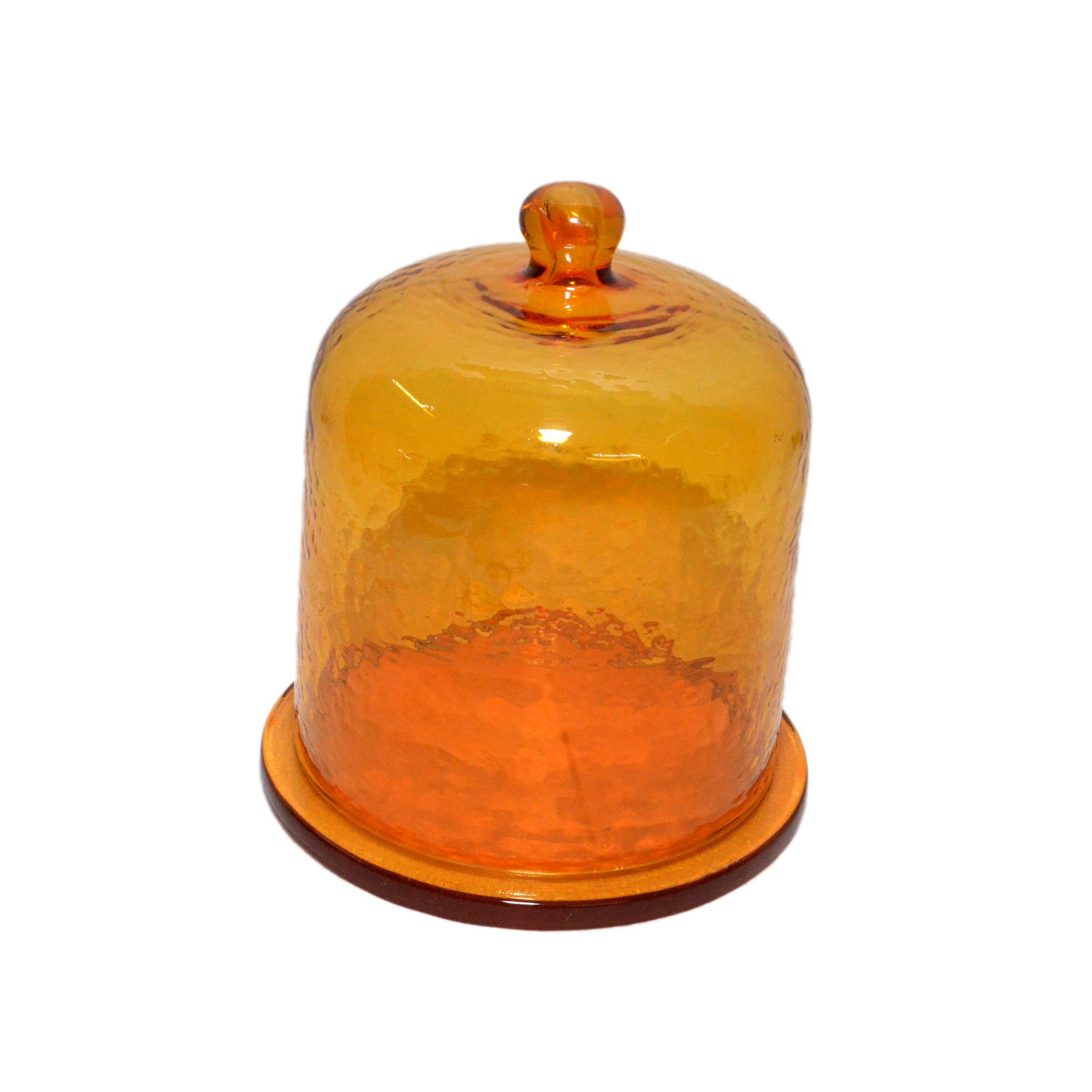 Cake Recycled Glass Dome W/Plate, Yellow, 6.75" x 6" x 6"