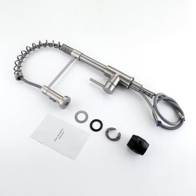 Robinet de lavabo en nickel brossé avec fonction rétractable - commande à une poignée, bec verseur à 360 degrés, option de fabrication en métal, pivotant,