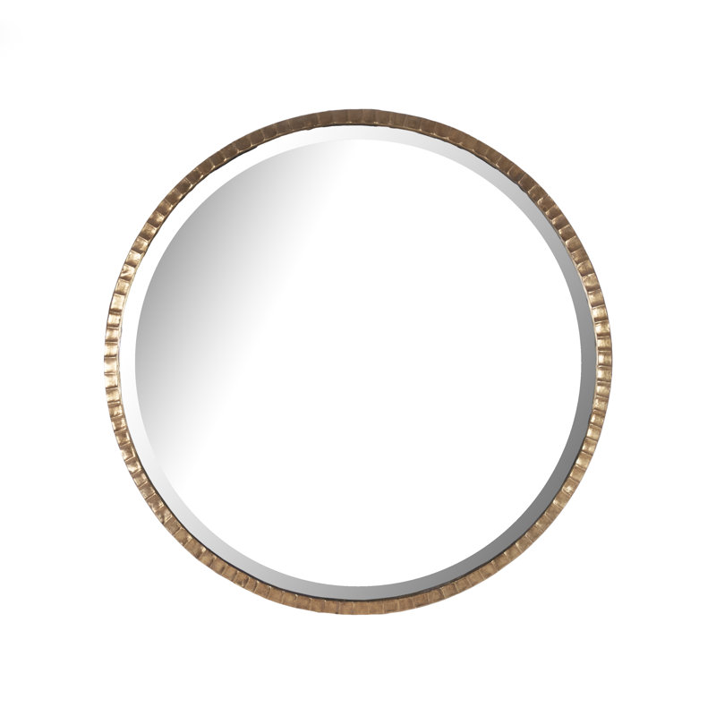 Ania Round Iron Beveled Wall Mirror