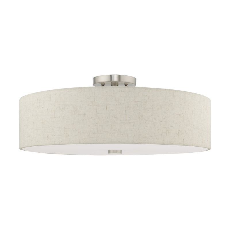 Flaire Fabric Semi Flush Mount, Brushed Nickel, Oatmeal