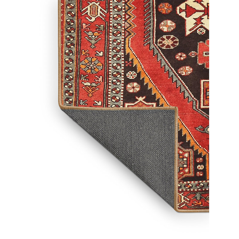 Tapis oriental orange / noir, Rectangle 5 pi x 8 pi