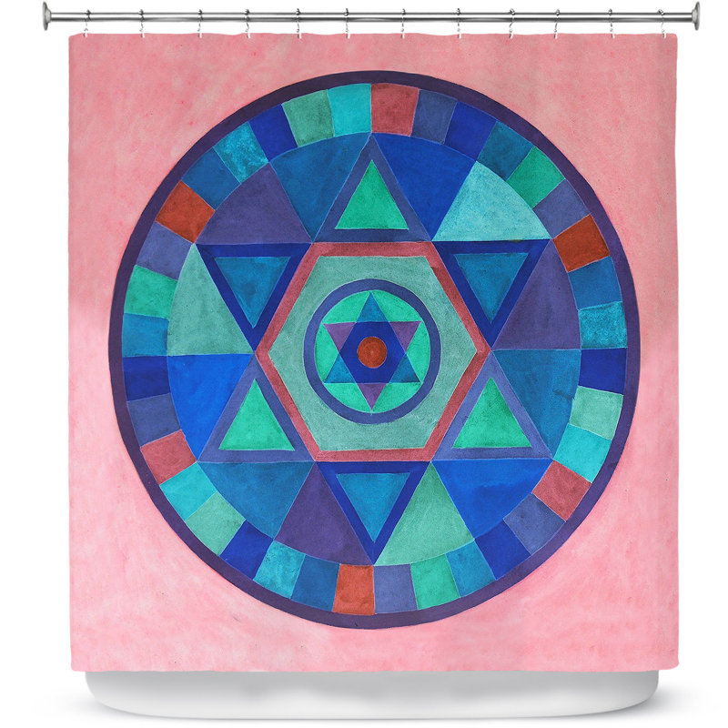 Rideau de douche simple mandala, Bleu / Blanc