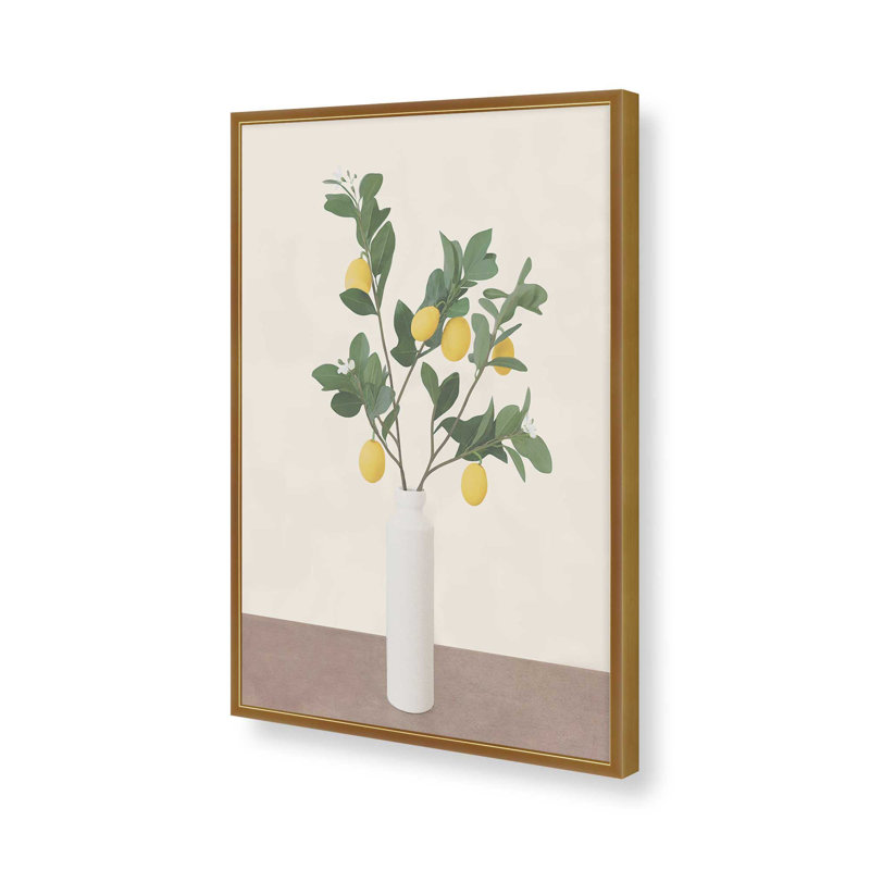 «Lemon Branches II» par Garima Dhawan, reproduction d'art sur toile, H 16 po x l 12 po, Doré