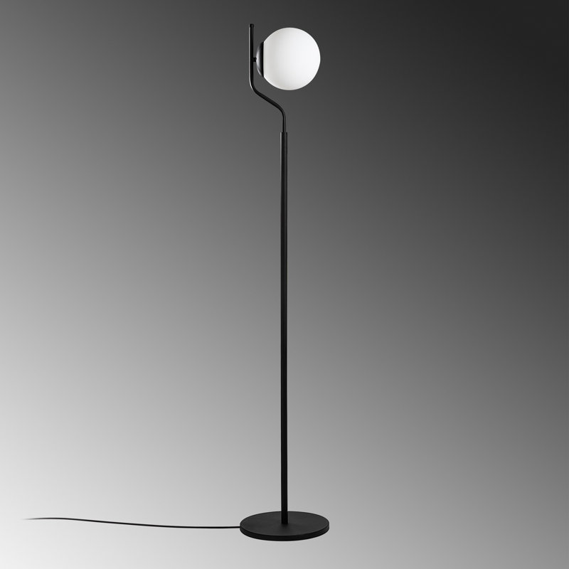 Élégante lampe sur pied en métal, noire, 11,8 x 11,8 x 66,1 pouces | Plaque de base: 11,8 po, longueur du câble: 98,4 po, interrupteur marche / arrêt sur le câble | Douille E27 (40 W maximum, ampoule non incluse) | Design moderne et élégant pour la maison et le bureau