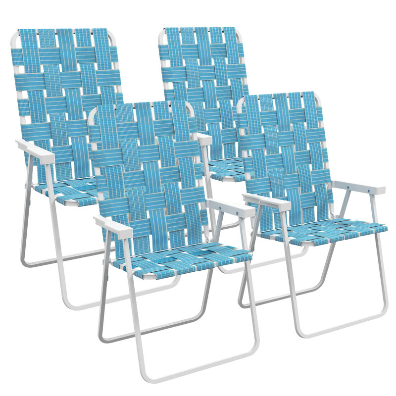 Chaise de jardin pliante - l 22,5 po x P 22,5 po x H 37 po - Acier - 4 pièces - Blanc, 4